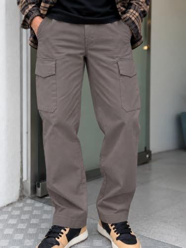 Image of Leriya Fashion Men's Loose Low-Rise Baggy Cargo Pants - Cotton Trousers with Adjustable Drawstring Waist - Casual Streetwear Utility Cargos | Men Relaxed Fit Pants Relaxed Fit Pant