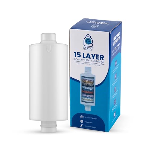 Image of DOCAT Replacement Cartridge for Tap & Shower Water Filter | Hard Water Softener Cartridge | Anti Chlorine Filter Replacement | Reduces Limescale, Dirt & Odor | Suitable for SF 15 Filters