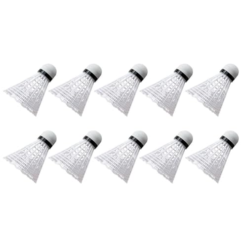 Volantes de bádminton de plástico, paquete de 10 unidades, pájaros de plástico de nailon duradero para práctica de entrenamiento en interiores y exteriores, bolas de bádminton de velocidad de rebote