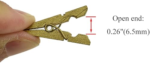 Miniatura 4 de HAHIYO Pinzas de ropa de madera doradas, mini no se caen, 1 pulgada de longitud, paquete de 80 resortes fuertes resistentes, no se oxidan, no se