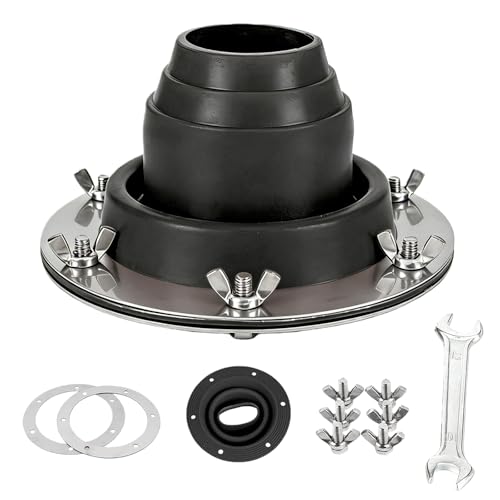 Ofenrohr Durchführung Zelt 45-100mm, Ofenrohrdurchführung Zeltofen Hot Tent Stove Jack aus Hitzebeständigem Silikon zu 280°C und Edelstahl Basis, Tent Rohrmanschette Dachdurchführung für Campingkocher