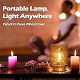ELLECILA Battery Operated Lamp, Small Table Light for Home Decor, Leavs Texture Cordless Table Lamp with Led Bulb, Glass Battery Powered Light for Living Room, Bedroom, Entryway, Dark Brown - Image 5