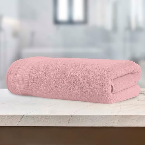 Image of Elegant Comfort Three Line Popcorn Towel Set for Bathroom 35 x 70 inches, Premium Hotel Quality 1-Pack Jumbo Towels, 100% Turkish Cotton, Soft and Durable, Quick Dry and Highly Absorbent, Dusty Pink