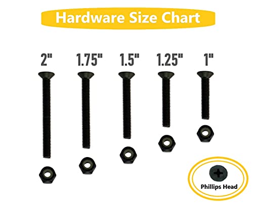 Vj Longboard Skateboard Riser Pads 12Mm (1/2") Black W/Skateboard Screws Hardware Bk 1.75" (12Mm Riser W 1.75Inch Screws) #TOP2