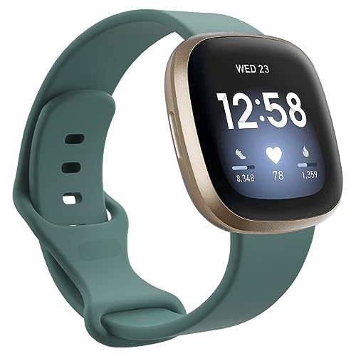 Olive Straps Compatible with Fitbit Sense/Versa 3 Wristbands, Soft Silicone Replacement Watch Bands for Women & Men, UK
