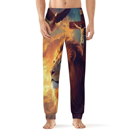 Christian Lion Of Judah Ea-gle Men's Pajamas Pants Lightweight Sleep Lounge Pant Pjs Bottoms Casual Sleepwear