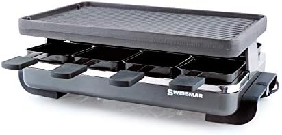 Swissmar KF-77040 Classic 8-Person Raclette with Reversible Cast Iron Grill Plate/Crepe Top, Black