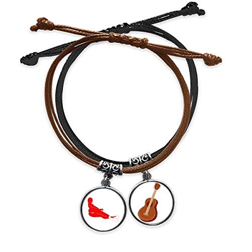 Pulsera de cuerda mujer con motivo de guitarra roja para lucir en conciertos y diario