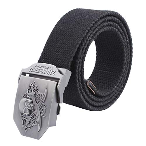 LKMY Men's Belt Nylon Canvas Breathable Military Tactical Belt With Skull/Sword Buckle