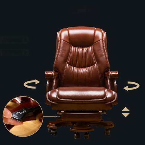 Image of Lakdi The Furniture High Back Director & Executive Chair for Office Luxury Design Made in Plyboard with Leatherette & Recliner & Footrest Best Ergonomic Office Chair - 111011319 Brown
