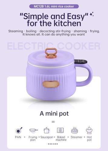 Olla Eléctrica Portátil Mini, Multi-Función, Color Púrpura miniatura 4