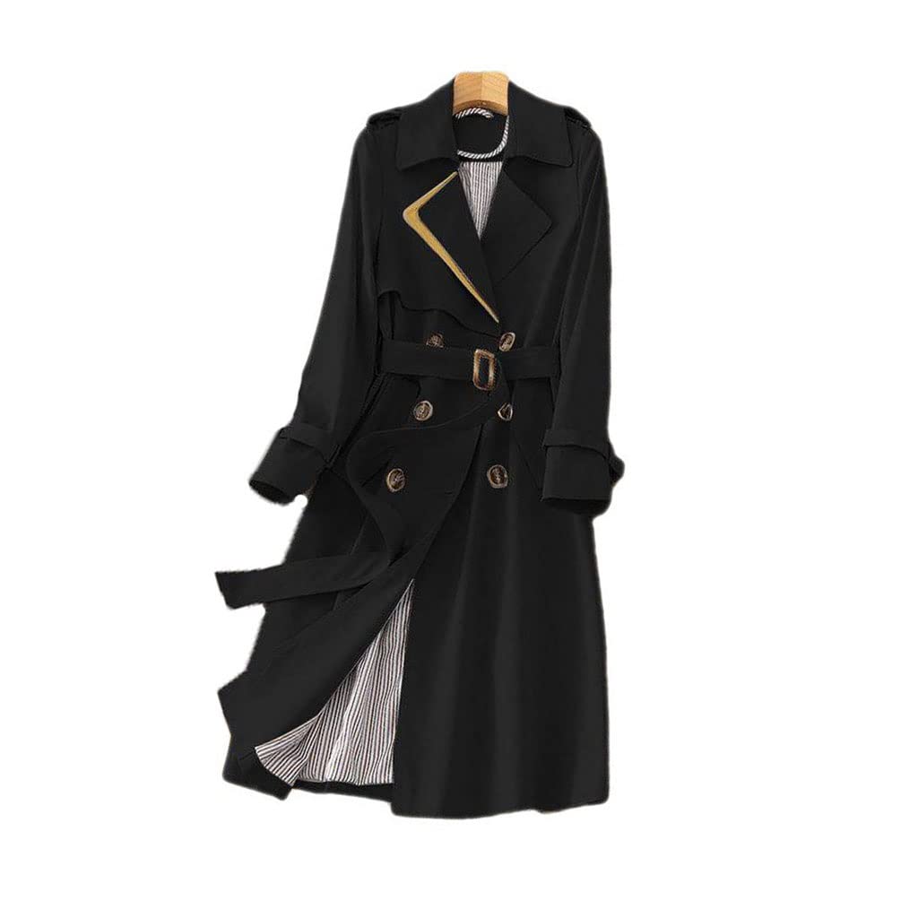 Women Trench Coat Long Spring Autumn Lapel Female Breasted Cloak Classic Chic Windbreaker Outwear