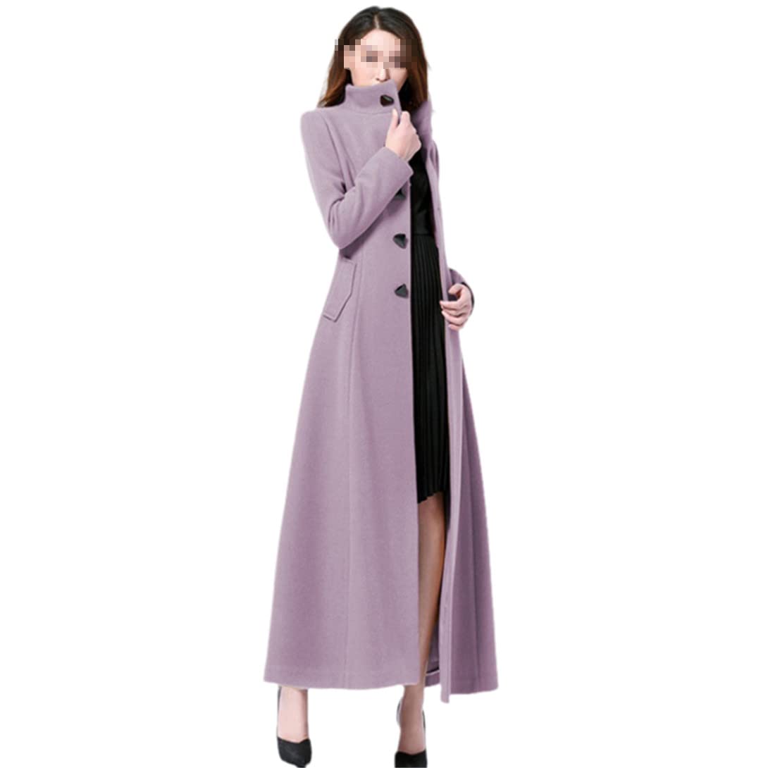 Abrigos de lana de un solo pecho para mujer con cinturón Chaqueta de lana larga para mujer, invierno, grueso, visón, cachemir, Rosa y morado., S