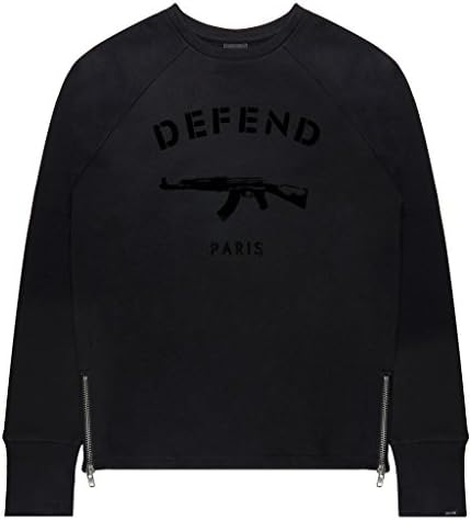 New Defend Paris Men's Crew Side Zip Black Sweater / FW1418