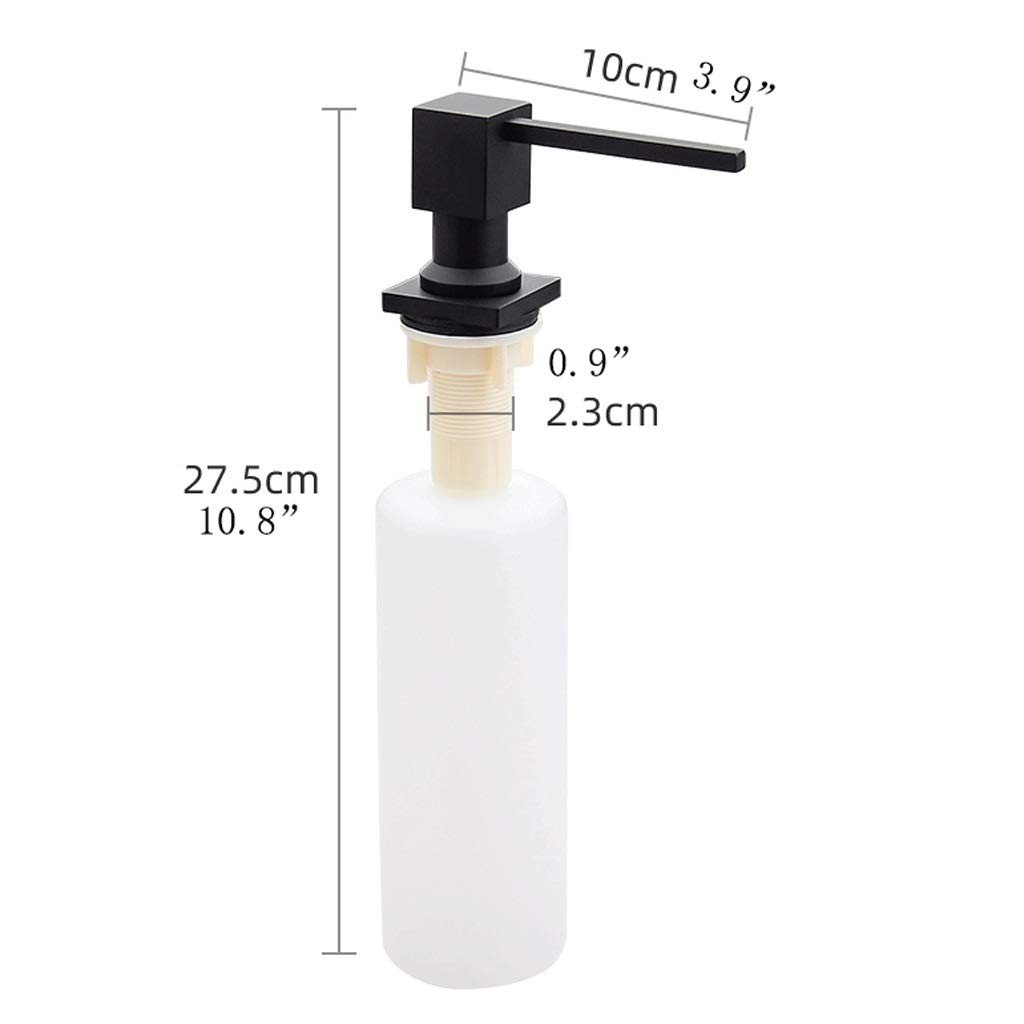 Distributori di Sapone da banco, per lavello della Cucina (Nichel Spazzolato), Design Integrato per Piano di Lavoro con flacone di Sapone Liquido (Materiale PE) Distributori di Sapone (Nero)