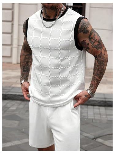 Men's Textured Tank Top Crew Neck Sleeveless Summer Tops Gym Muscle Shirts3