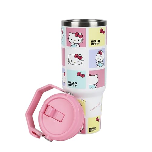 Bioworld Hello Kitty Character Squares White 40 Oz Stainless Steel Tumbler