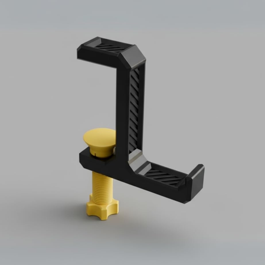 Aesthetic Headphone Hook | Desk-Mounted Headphone Hanger | Durable, Space-Saving & Scratch-Free Stand for Gaming, Office, and Home Setup (Multi-Color) (Black & Yellow)-image-49