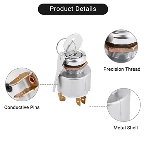 Ignition Switch, 12V Universal Car Tractor Marine mini 3 Position Boat ON OFF Start Ignition Starter switch Switches with key Waterproof Controls W/ 2 dumper Keys SPB501 for engine - Image 6