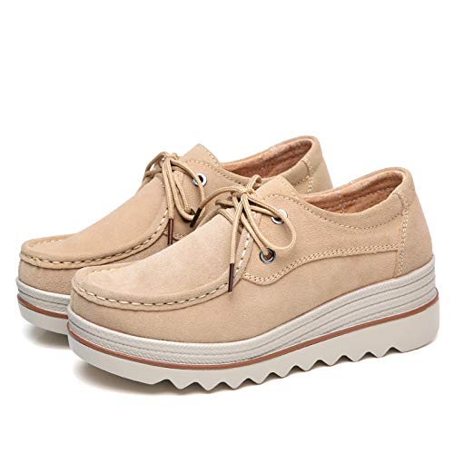 Women's Slip On Suede Wedge Loafers Casual Platform Sneaker Low Top Shoes Soft Platform Shoes for Business Work Walking