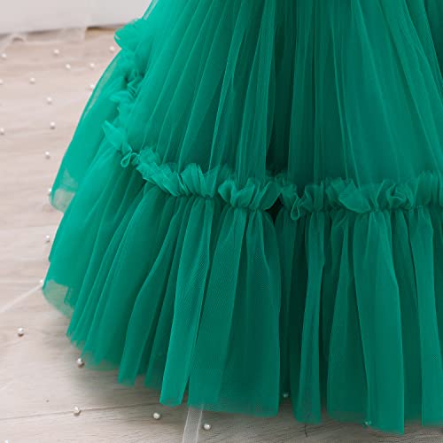 Flower Baby Girl Lace Dress Toddler Tulle Sleeveless Bow Princess Party Wedding Pageant Bridesmaid (Green042.4-5 T) #TOP6