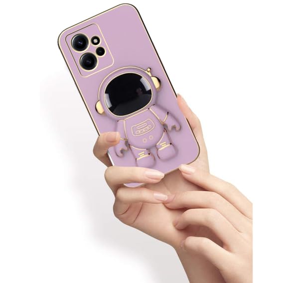 Image of for Realme 9 Pro Plus | Realme 9 / Narzo 50 Pro 5G Case Cute 3D Astronaut Stand Design Camera Protection Shockproof Soft Back Cover for 9 Pro Plus | Realme 9 / Narzo 50 Pro 5G (Purple)