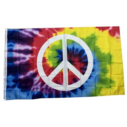 Stormlag Tie Dye Peace flag, 90x150cm Garden patio banner Decoration logo, interior al aire libre, 2 agujeros, Doble costura