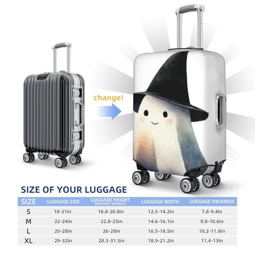 White Ghost Wearing A Black Witch Hat Elastic Travel Luggage Covers Dustproof Scratch-Resistant Suitcase Protector Fit 22-24 Inch4