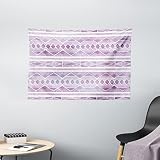 ABAKUHAUS Aquarelle Tapisserie, Triangle Hand Design Drawn Motifs frontières autochtones, Technologie numérique la Plus Moderne, 150 x 110 cm, Violet Lilas Blanc