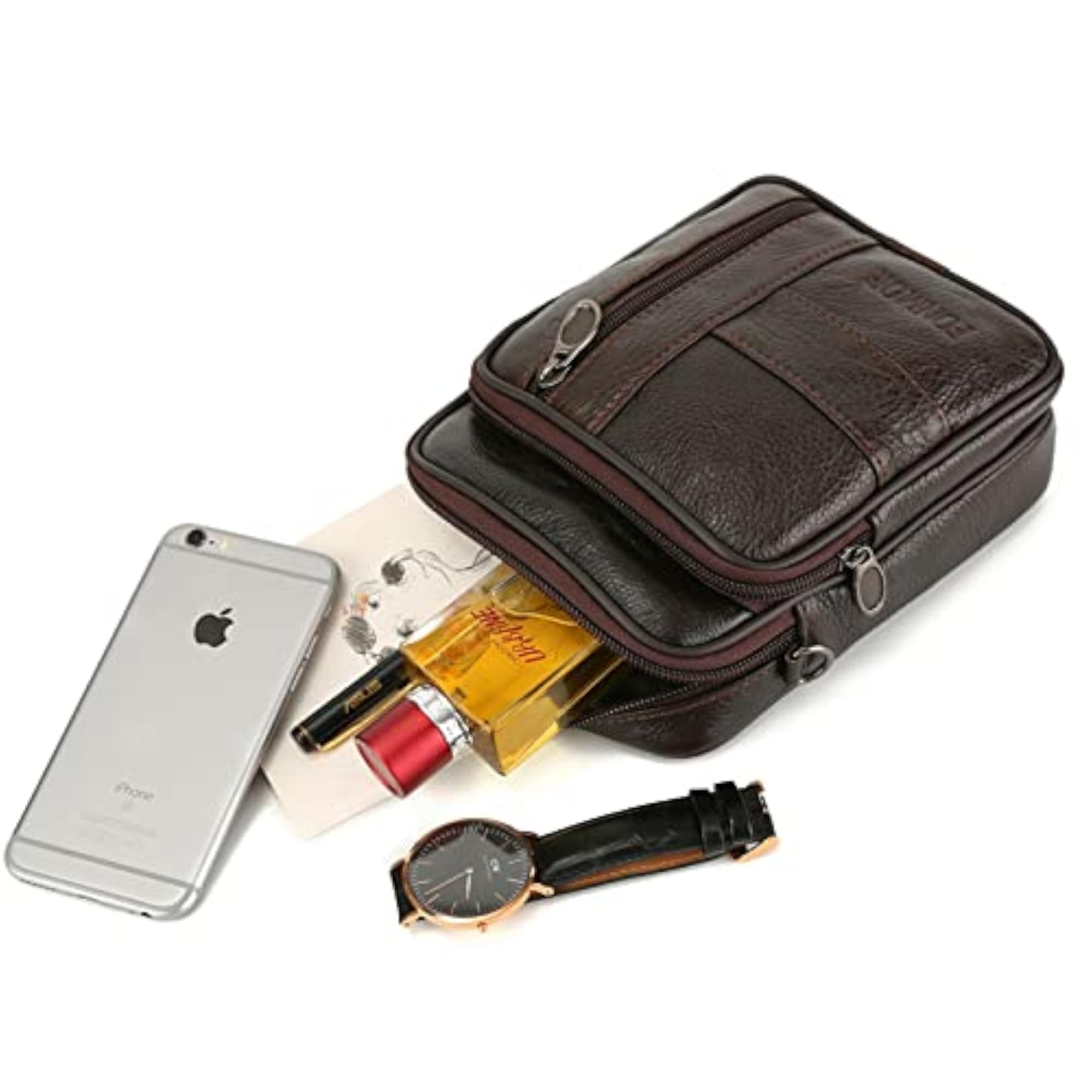 Men's Genuine Leather Multi-Function Shoulder Bag