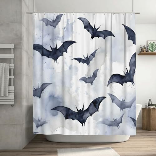 Mexpekil Duschvorhang 183 x 183 cm Fledermäuse Tier Wasserdicht Badezimmervorhänge mit 12 Kunststoffhaken Polyestergewebe Duschvorhänge für Badezimmer Badewanne