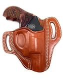 Cardini Leather Premium OWB Holster, for 5-Shot Revolvers, for S&W J Frame, for Taurus 605, 642 airweight, 38 Special Holster (Brown)