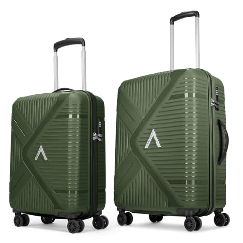 Image of Aristocrat Envoy Set of 2 Trolley Bag 55 & 65cm | Small & Medium Hard Luggage | 8-Wheel Suitcase for Travel | Combination Lock with Sturdy Zipper, Polypropylene | 3 Year International Warranty (Green)