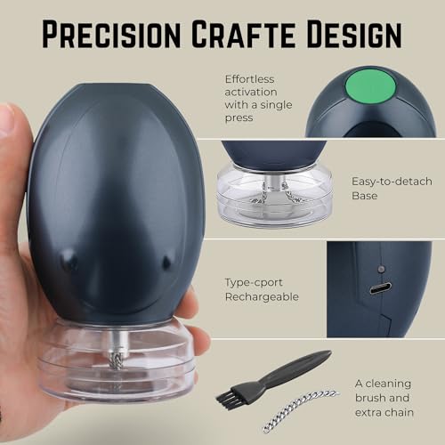 Image of Mamba Whip Electric Spice Grinder, One-Hand USB Rechargeable Culinary Herb & Seasoning Mill for the Kitchen, New Tech. Chain Grinding System, Anchor Gray