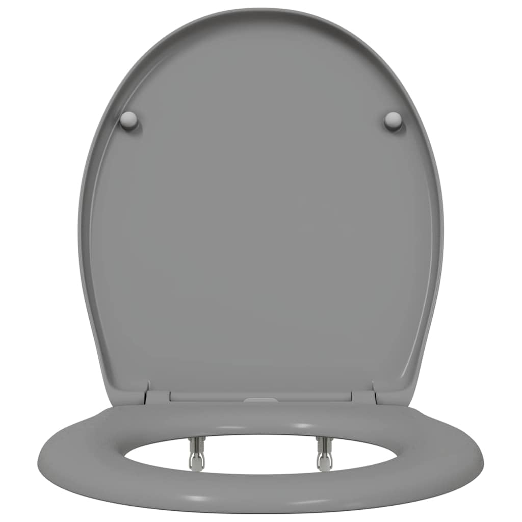 Asiento de inodoro gris de Duroplast 47 x 37 x 4 cm, asiento de inodoro con bisagra y fijación, asiento de inodoro para baño, baño e invitados, montaje rápido y duradero