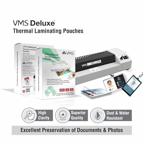 Image of VMS Deluxe Thermal Lamination Pouch 65mmx95mm 125 Micron Pack of 1 (100 Sheets) for Id Card Size