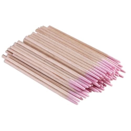 Fcozpjk 200PCS Precision Tip Cotton Swabs with Wooden Sticks, Pink Pointed Tip Cotton Swabs for Nail Polish Touch Up Disposable Makeup Applicators Cotton Sticks for Makeup Microblading Supplies