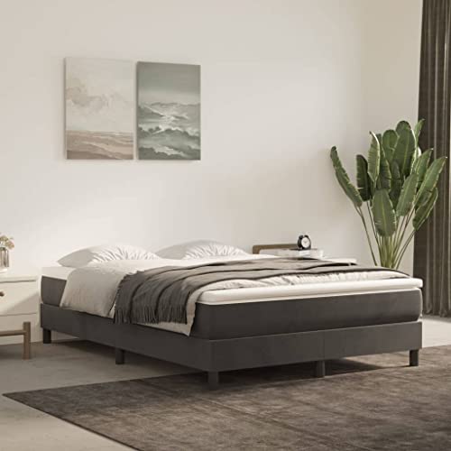 vidaXL Cadre de lit sans Matelas Gris foncé 140x190 cm Velours