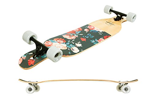 Volador 42inch Freeride Longboard Complete Cruiser ( Drop Through Deck - Camber concave )(Floral Vintage)