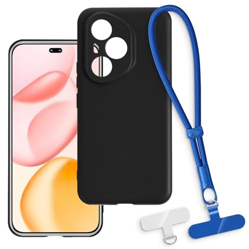 OAGELIM 2-in-1�ی�P�[�X�ƃ��X�g�X�g���b�v Huawei Honor 400 Pro 5G Global �Ƃ̌݊������� ���O���\�ȃ��j���[�h�t���d�b�J�o�[�A����~�ߕ����h�~�O���b�v�n���h�� (�u���b�N + �u���[)