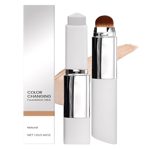 VRYNDH 2 In 1 Color Changing Foundation Stick Con Pennello,resistente all'acqua e al sudore,idratante, adatto a tutti i tipi di pelle (naturale)