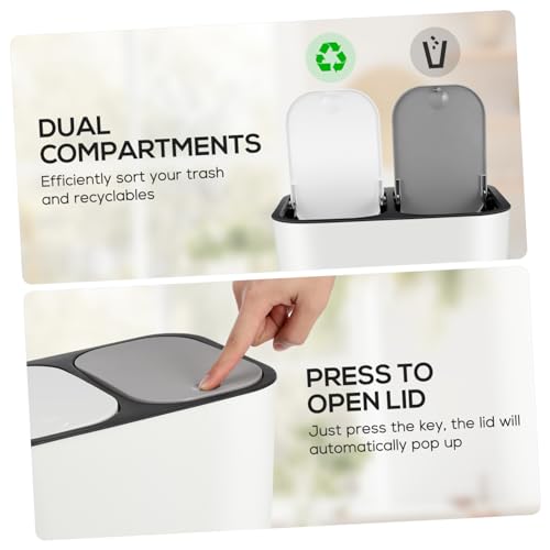 Caneca de basura dual con tapa y compartimentos, 15 L miniatura 3