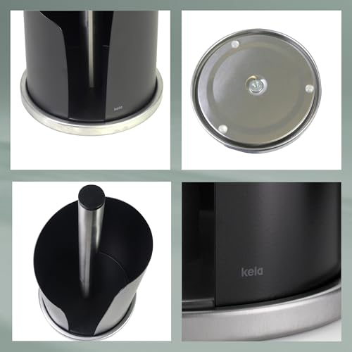 Foto von kela Küchenrollenhalter schwarz, für dicke Rollen, Küchenpapierhalter stehend 32 cm hoch, STELLA, Edelstahl/Metall