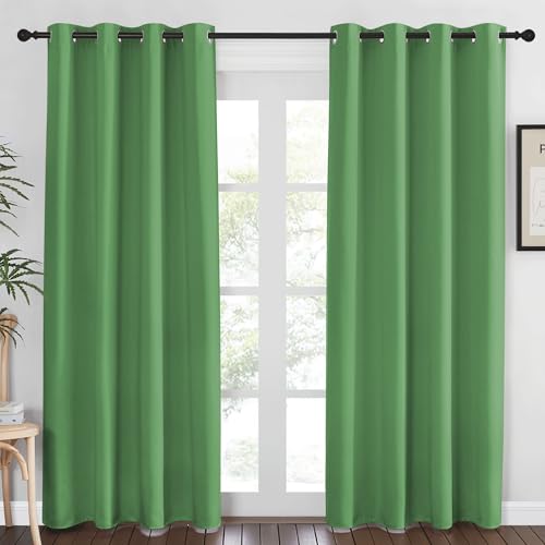 NICETOWN Blackout Curtains 84 Inch Length, Thermal Insulated Room Darkening Drapes Grommet Window Covering for Living Room Bedroom (W52 x L84 Inch, 1 Panel, Froest Green)