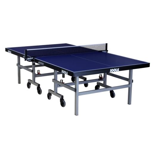 JOOLA Duomat - ITTF Approved Tournament Grade Table Tennis Table - 22mm Competition Table Top Surface - WM Ping Pong Net and Post Included - Two Piece Trolley System Ping Pong Table