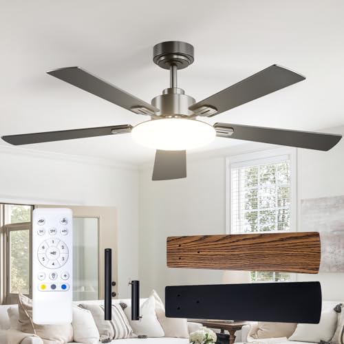 Passky Ventilador de Techo con Luz Silencioso 132cm | Mando a Distancia | Motor DC | 3 Luces Regulables | Modo Verano Invierno | 6 Velocidades | Temporizador | Interior/Exterior | Negro