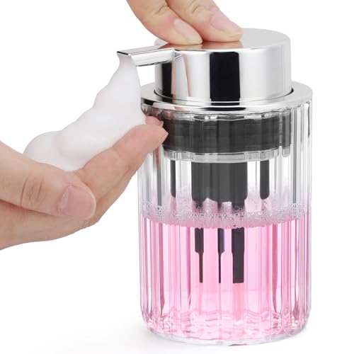 Image of Segbeauty Foaming Hand Soap Dispenser Clear, 10.1oz Refillable Plastic Pump Bottle, 300ml Empty Foam Liquid Soap Lotion Dispenser for Bathroom Kitchen Counter Decor