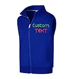 haoduanduan Chaleco bordado personalizado con logotipo de la empresa, personalizado con tu propio texto, chaqueta de forro polar cálida para hombre y mujer, abrigo informal de moda, azul, M Corto