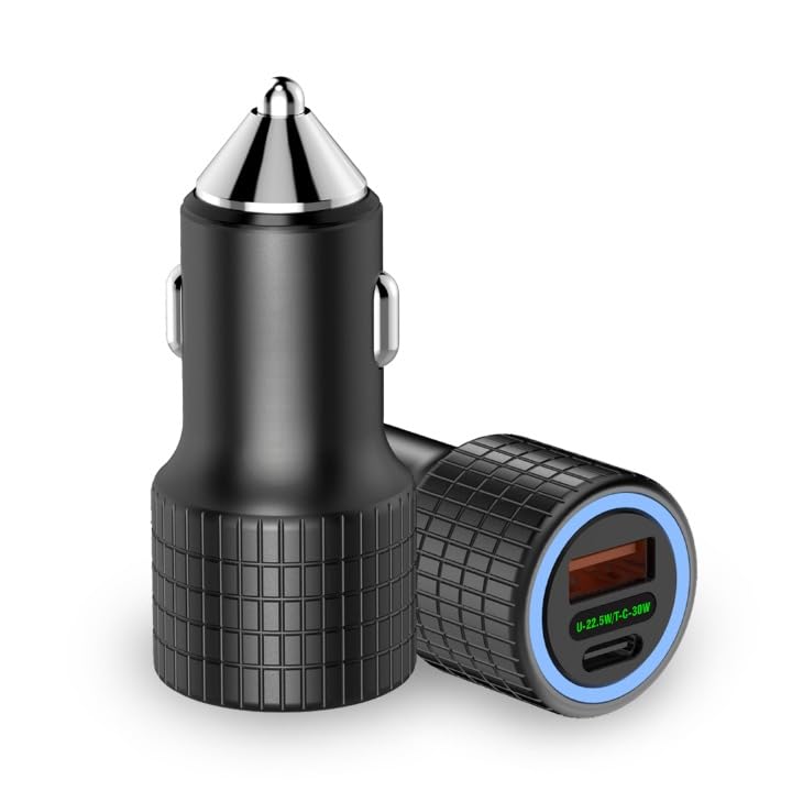 Image of Universal 4-in-1 Car Charger | Retractable Cable | 55W Fast Charging | Type-C, Light-ning & USB Ports(55W Car)