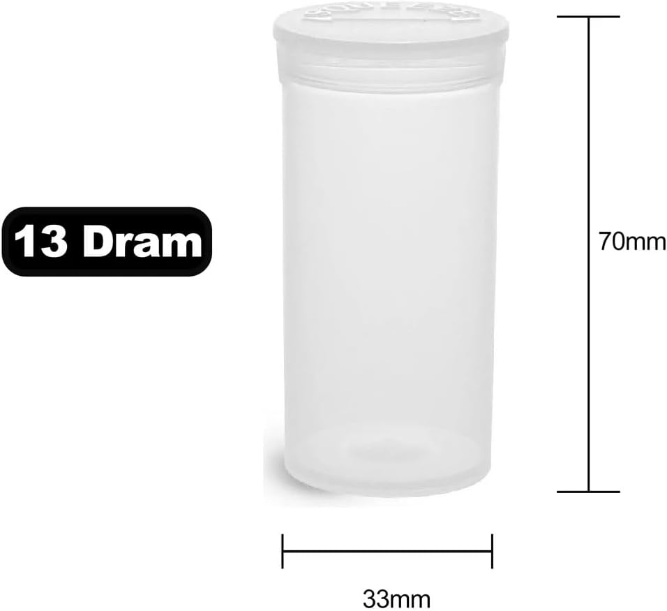 12 Pack Empty Plastic Pill Bottles with Caps, Airtight Multi-Purpose 13 Dram Pill Container with Pop Top Caps for Medicines, Supplements, or Any Small Items (Clear Transparent)